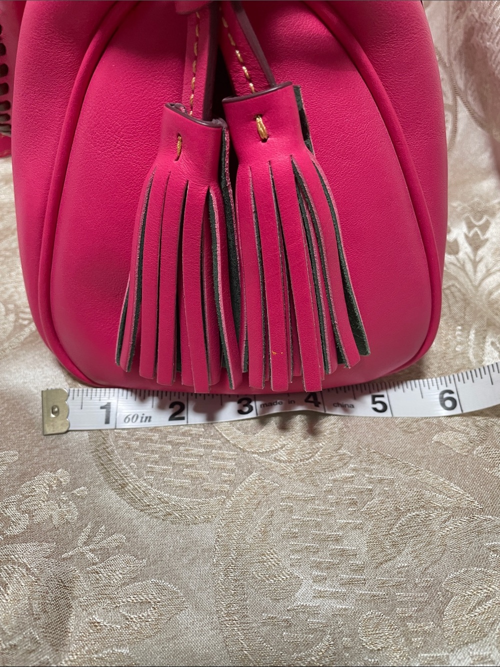 Dooney & Bourke Fuchsia Leather Satchel with Gold Hardware - Picture 11 of 12
